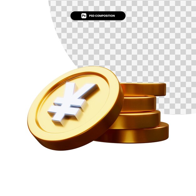 Pila de monedas de oro en 3d rendering aislado