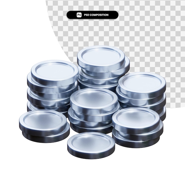 Pila de monedas de oro en 3D rendering aislado