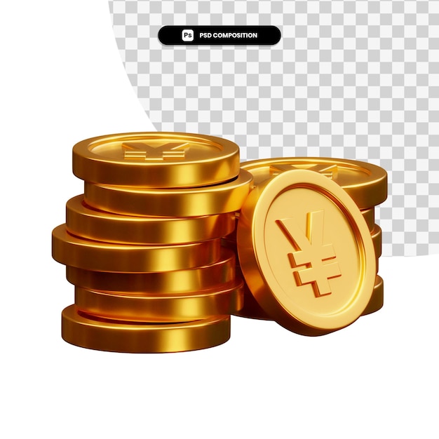 Pila de monedas de oro 3d rendering aislado