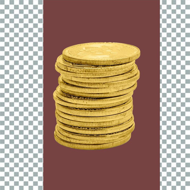 pila de monedas de oro en un fondo a cuadros