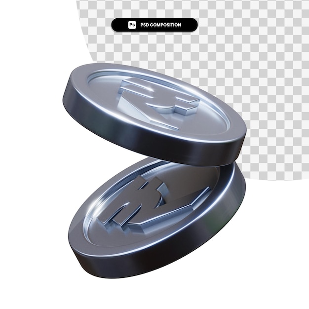 Pila de monedas de plata 3D rendering aislado