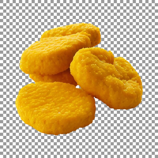 Pila de nugget de pollo frito fresco sobre fondo transparente