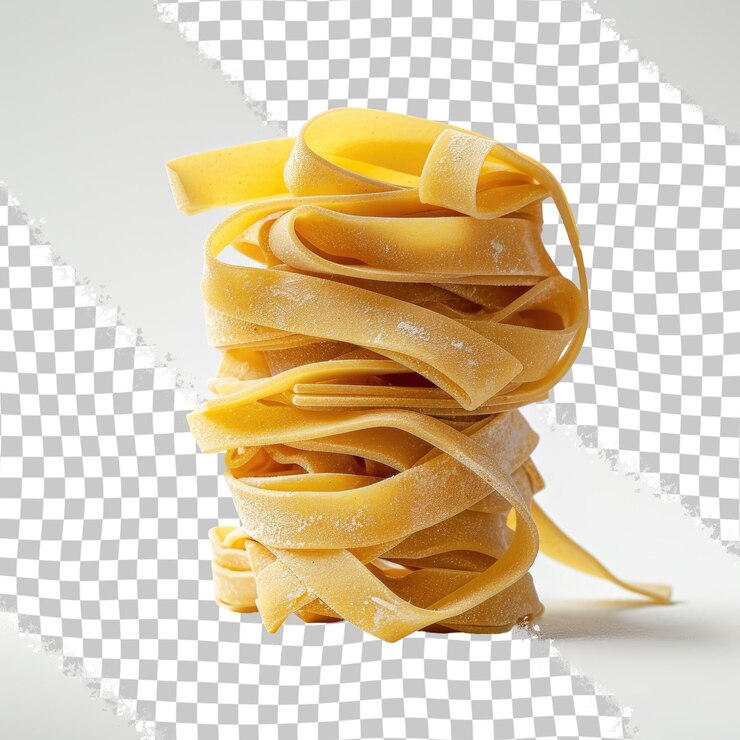 PSD una pila de pasta está apilada en la parte superior de un fondo transparente