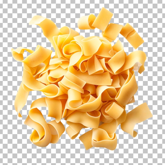 Una pila de pasta se muestra en un fondo transparente