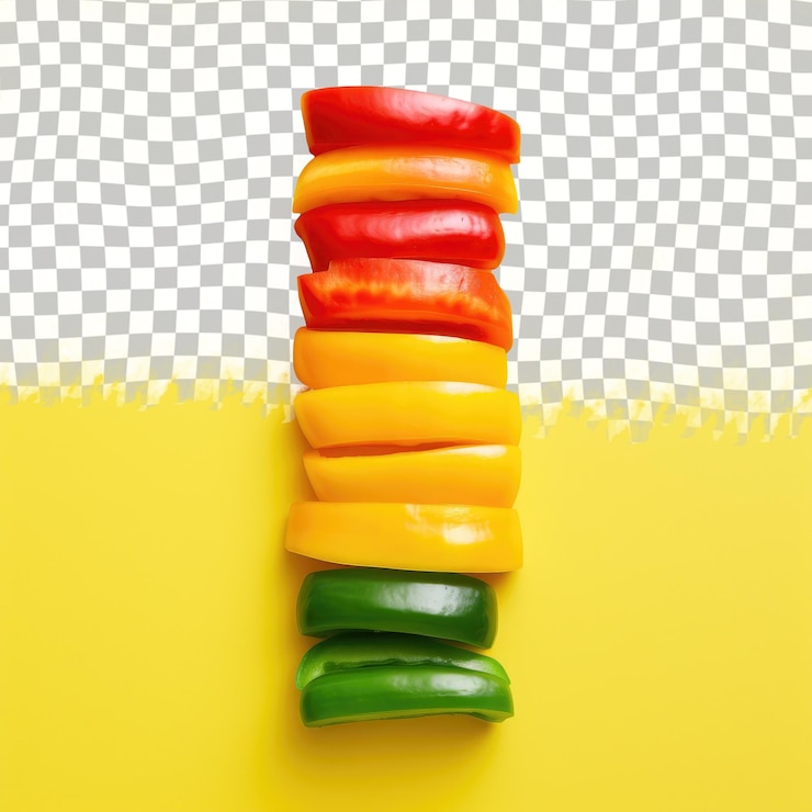 PSD una pila de pimientos de diferentes colores en un transparente