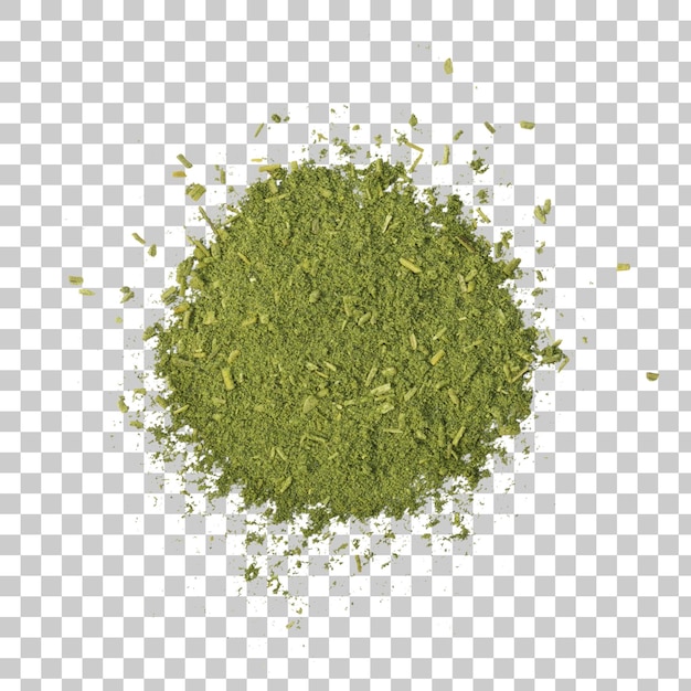 PSD pila de polvo de té verde matcha en el escritorio producto orgánico de la naturaleza para la salud con estilo tradicional transparencia png