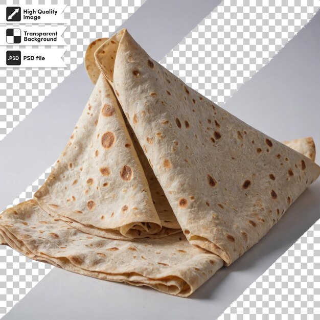 Una pila psd de tortilla en un fondo transparente con una capa de máscara editable