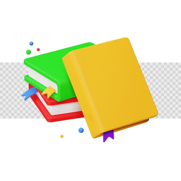 Pila de renderizado 3D de educación de icono de libro