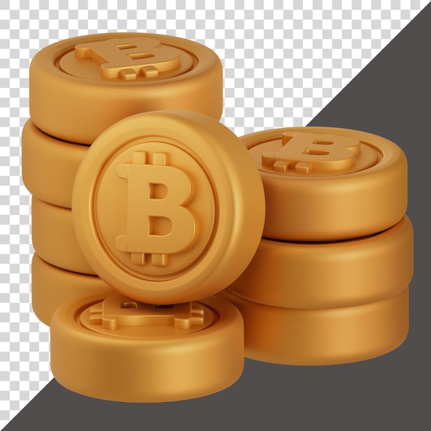 Pila de representación 3D de Bitcoin y Crypto Coins