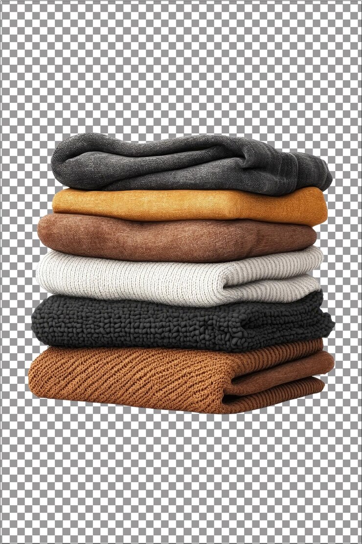 Una pila de ropa Una pila cuidadosamente plegada de ropa variada Hiperrealista Isolado blanco sencillo Tr