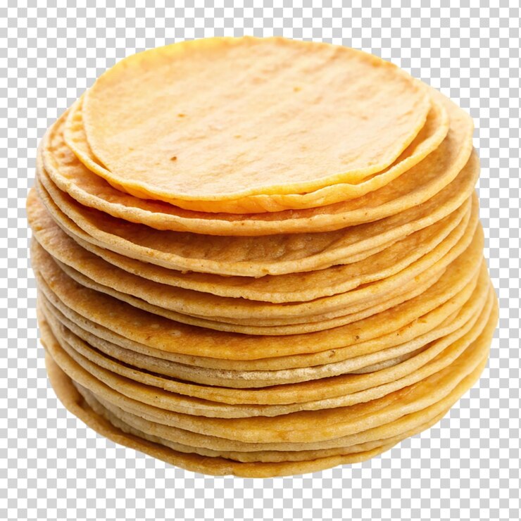 PSD una pila de tortillas de maíz aisladas sobre un fondo transparente