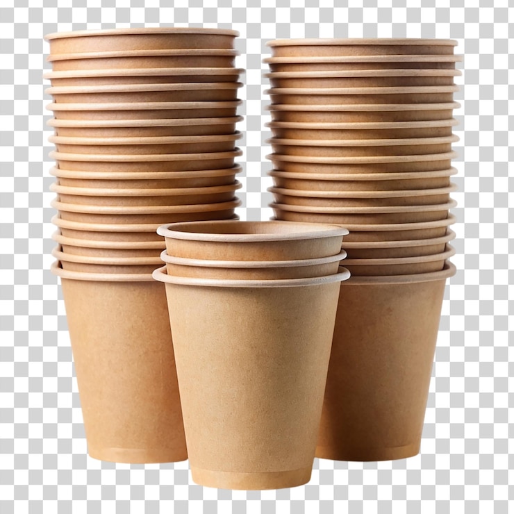 PSD una pila de vasos de papel aislados sobre un fondo transparente