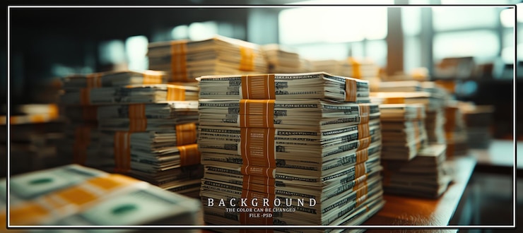 PSD pilas de billetes en efectivo en dólares estadounidenses