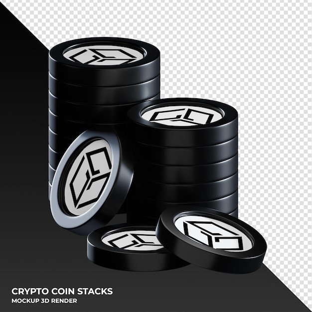 Pilas de monedas de gala cryptocurrency 3D Render ilustración