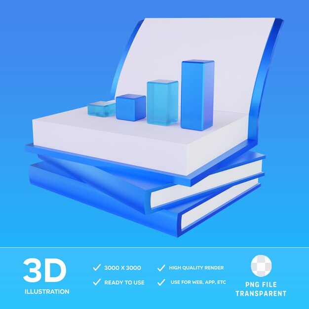 Las pilas PSD de libros con gráficos de crecimiento en 3D Ilustración