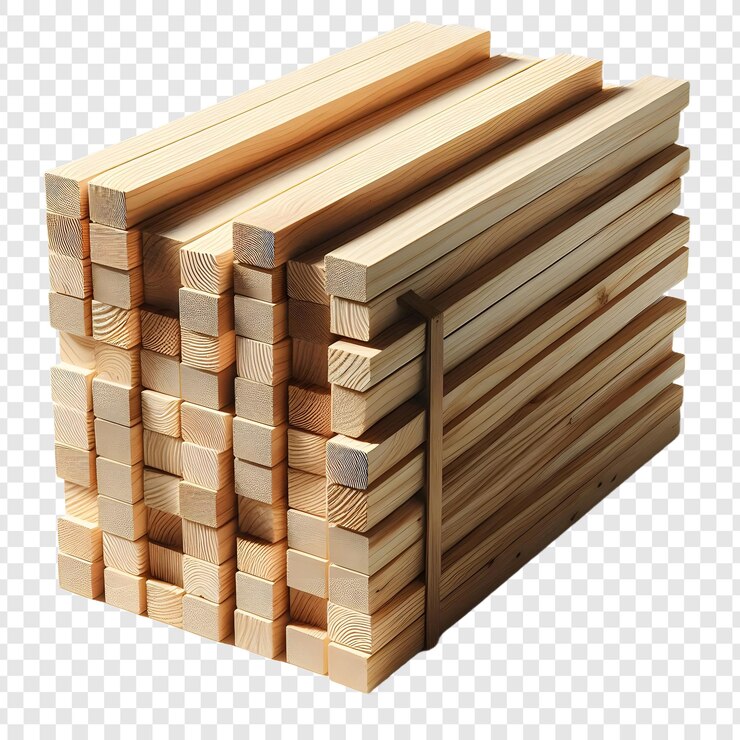 PSD pilas de tablas de madera aisladas sobre un fondo transparente