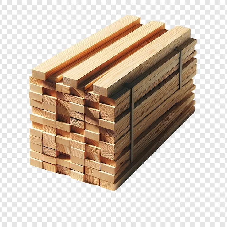 PSD pilas de tablas de madera aisladas sobre un fondo transparente