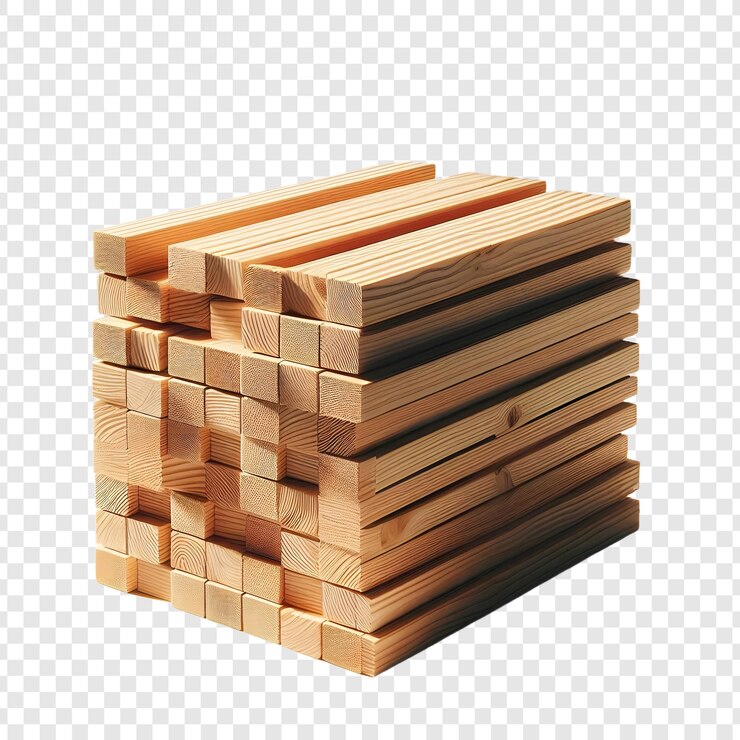 PSD pilas de tablas de madera aisladas sobre un fondo transparente