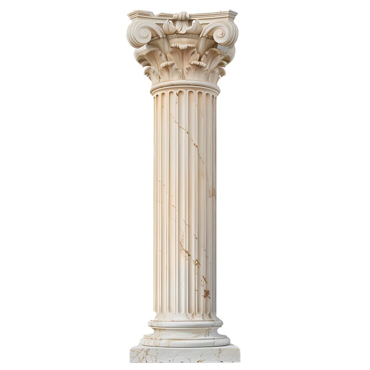 Pilastro greco a colonne bianche con sfondo trasparente