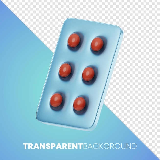 Píldora premium salud icono médico representación 3d png fondo transparente