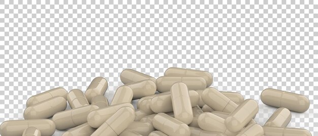 Píldoras de cápsula aisladas sobre fondo transparente ilustración de renderizado 3d