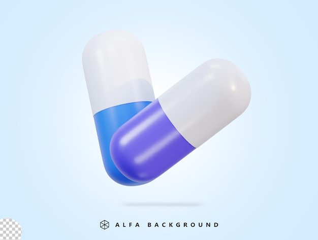 Píldoras médicas cápsula droga volando 3d icono vector ilustración