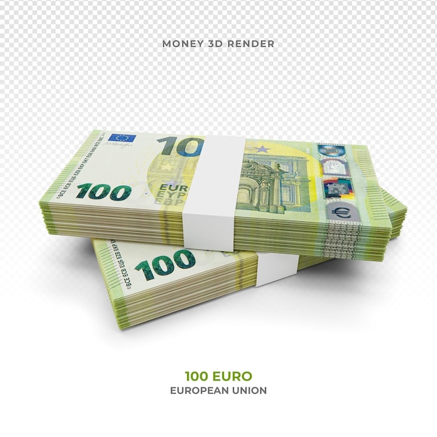 Pile de 100 billets en euros argent rendu 3d