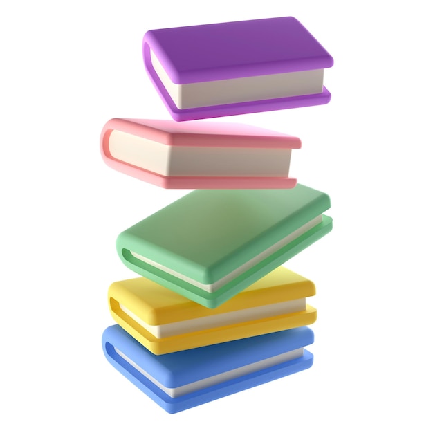 Pile 3D de livre fermé dans l'air Icône Isolé png transparent Rendu Littérature éducative