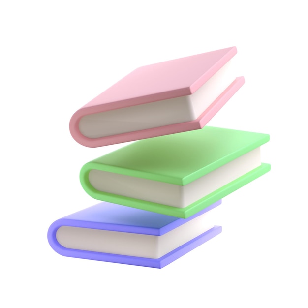 Pile 3D de livre fermé tombant dans l'air Icône isolée png transparente Rendu éducatif