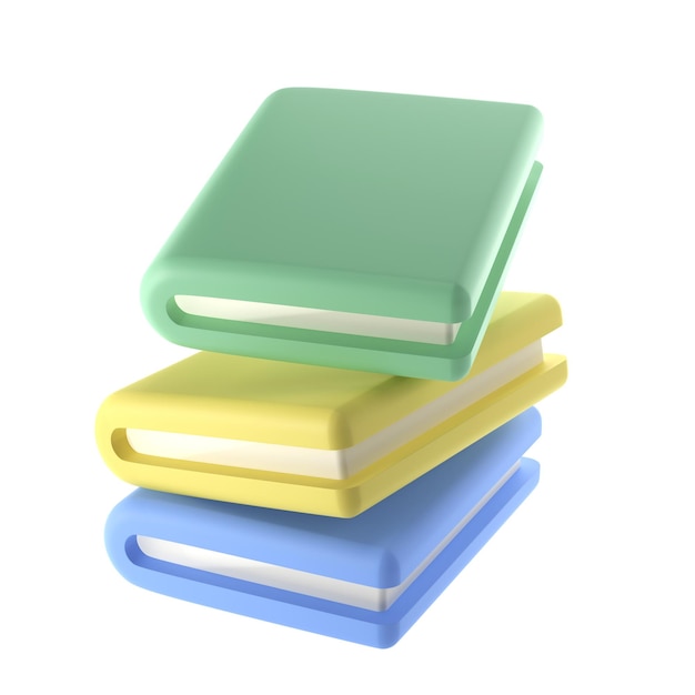 Pile 3D de livre fermé tombant dans l'air Icône isolée png transparente Rendu éducatif