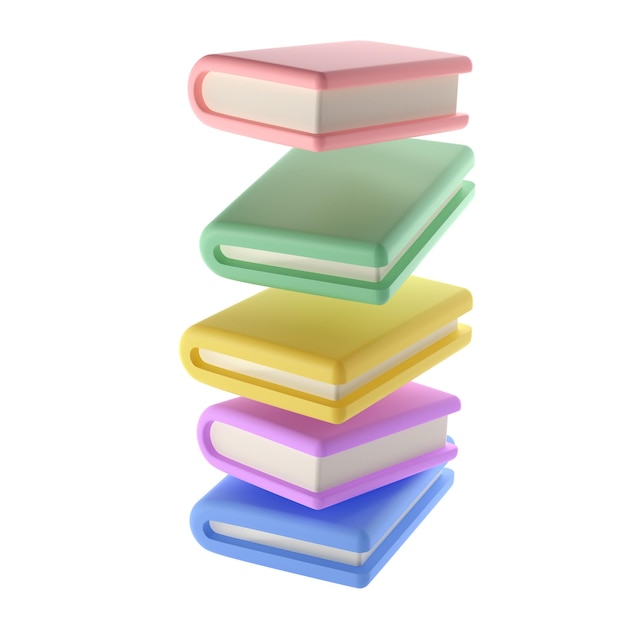 Pile 3d De Livres Fermés Dans L'air Icône Isolé Png Transparent Rendu éducatif Ou Professionnel