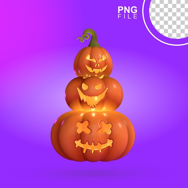 Pile 3d De Visages De Citrouille D'halloween