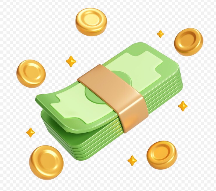PSD une pile d'argent avec des pièces de monnaie et des étincelles