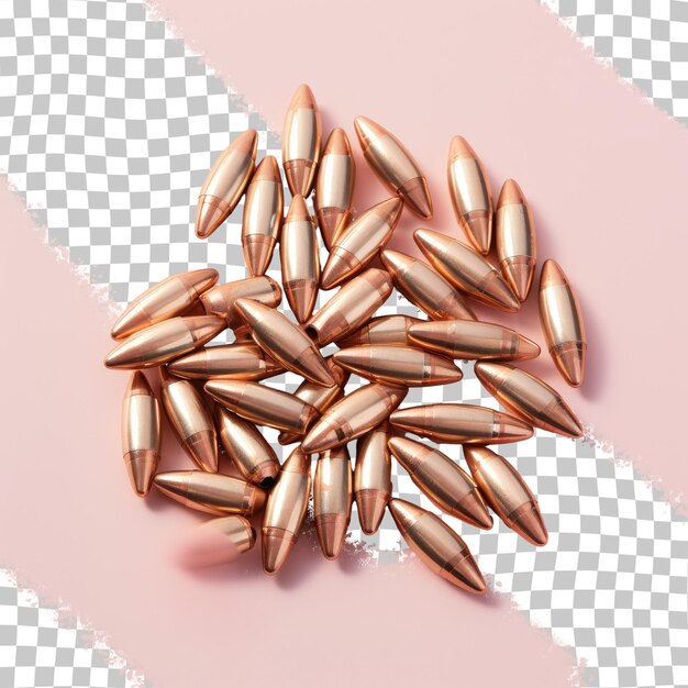 PSD une pile de balles de 9 mm sur un fond transparent.