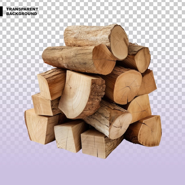 PSD une pile de bois de chauffage sur un fond transparent