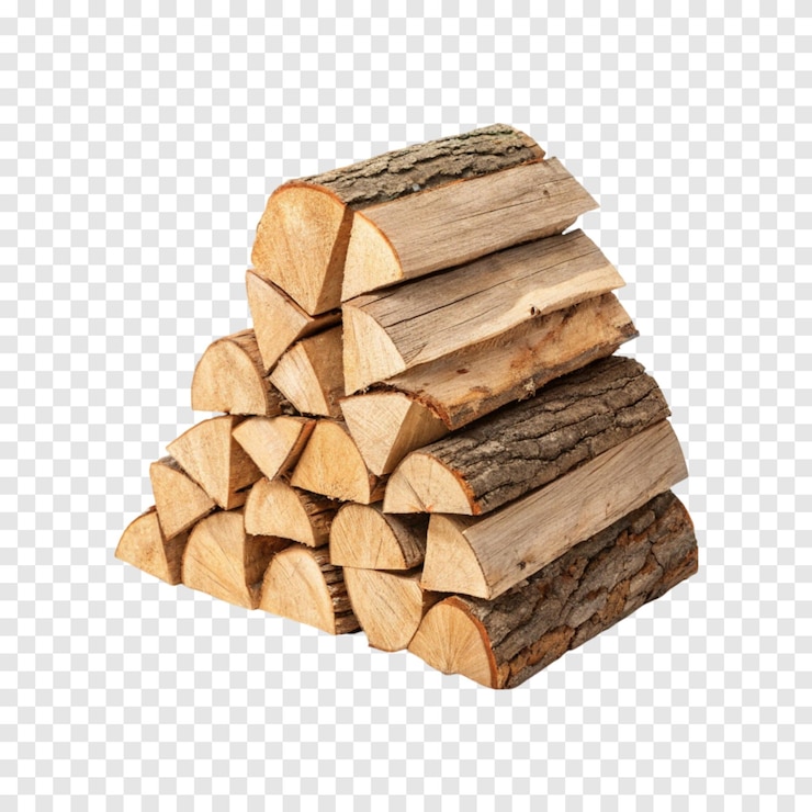 PSD une pile de bois de chauffage isolée sur un fond blanc transparent