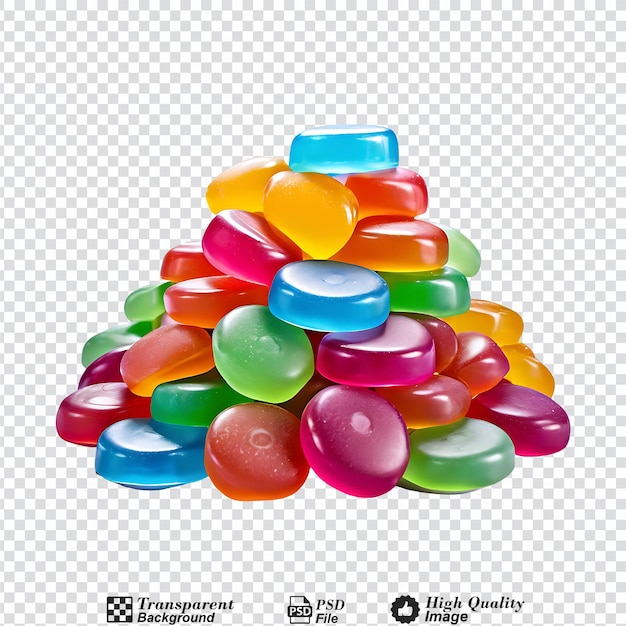 PSD pile de bonbons de gelée colorés isolés sur un fond transparent