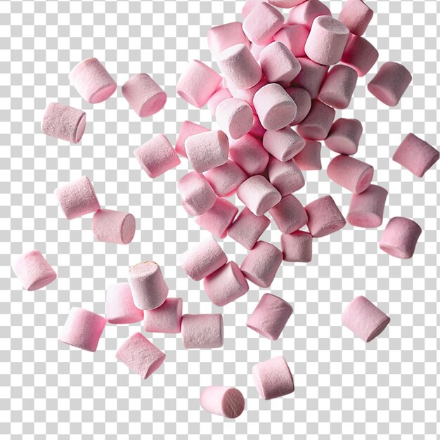 PSD une pile de bonbons roses isolés sur un fond transparent vue supérieure