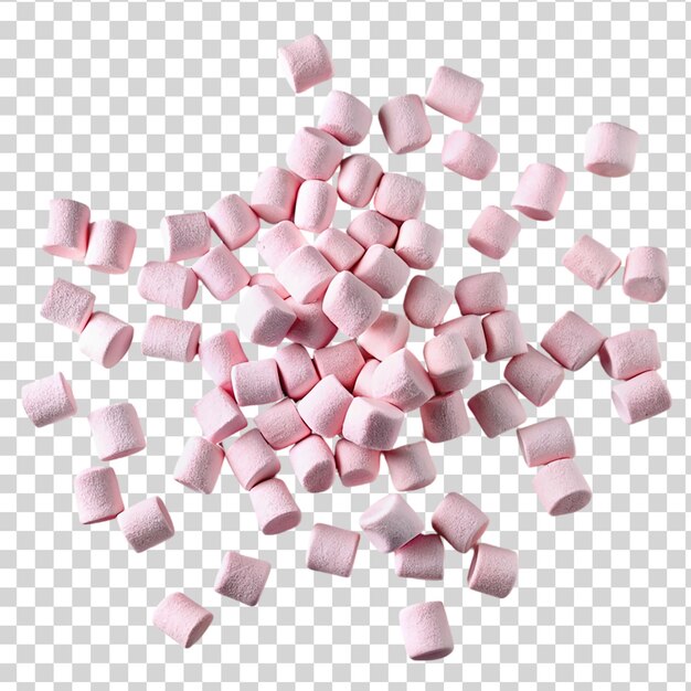 PSD une pile de bonbons roses isolés sur un fond transparent vue supérieure