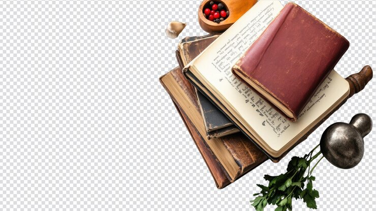 PSD une pile captivante de livres de cuisine à couverture rigide isolés sur un fond blanc pour l'inspiration culinaire et la décoration de la cuisine