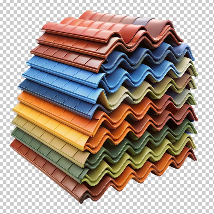 PSD pile de carreaux de toit colorés prêts à l'installation