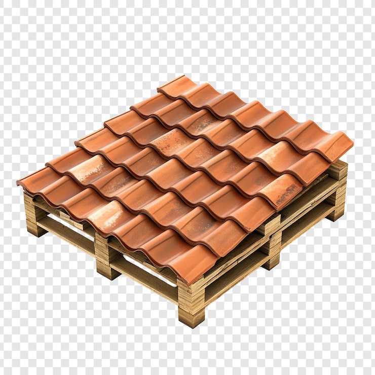 PSD une pile de carreaux de toit sur palette