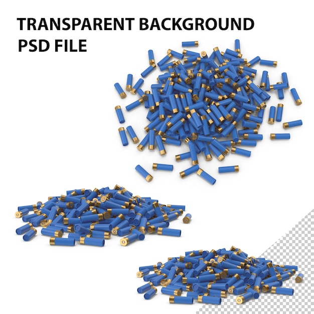 PSD une pile de cartouches de fusil de chasse bleu png