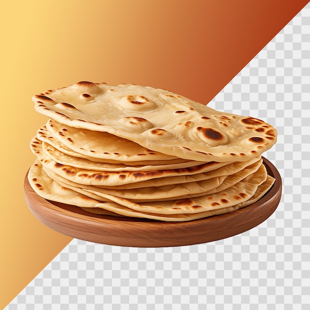 PSD une pile de chapati isolée sur un fond transparent