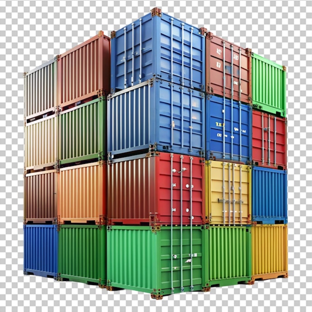pile de conteneurs sur fond blanc