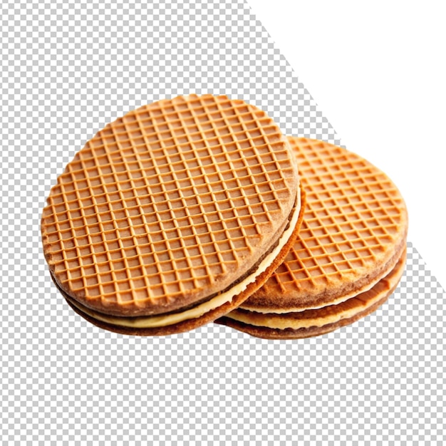 une pile de crêpes avec une gaufre dessus