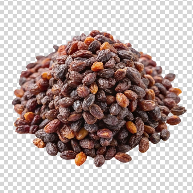 Pile De Graines De Raisin Séchées Isolées Sur Un Fond Transparent