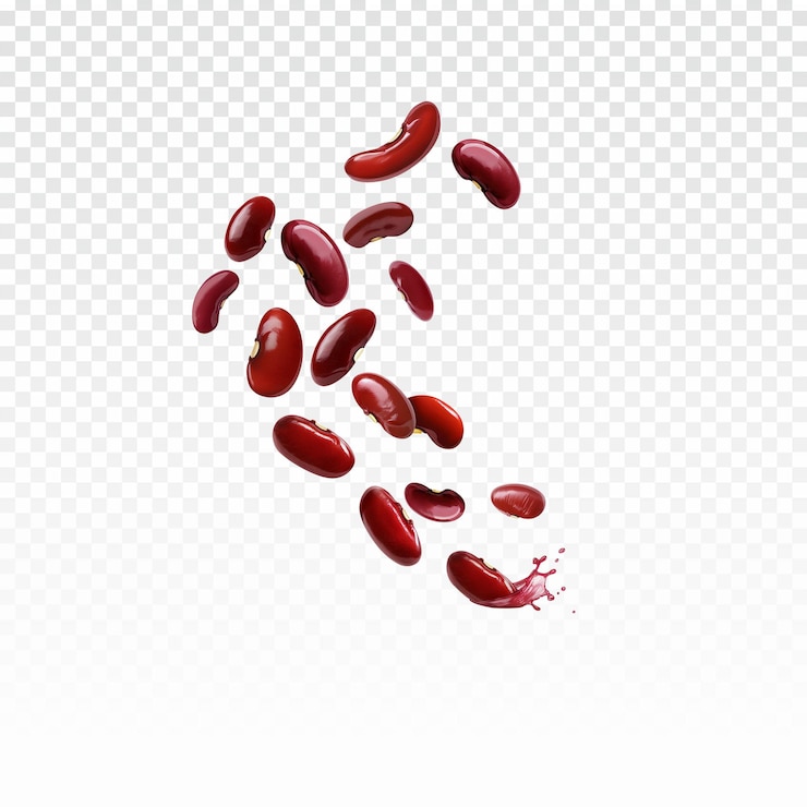 PSD une pile de haricots rouges isolés sur un fond transparent