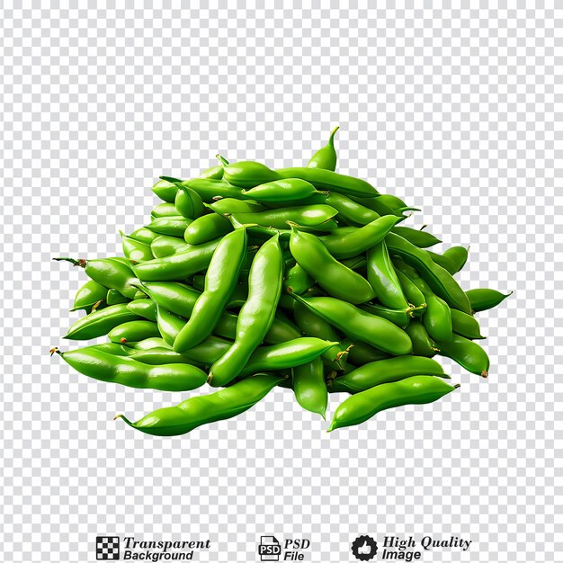 PSD pile de haricots verts crus isolés sur un fond transparent