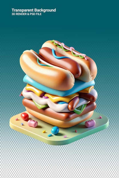 Une Pile De Hot-dogs Sur Une Assiette Avec Une Image D'un Hot-dog Dessus